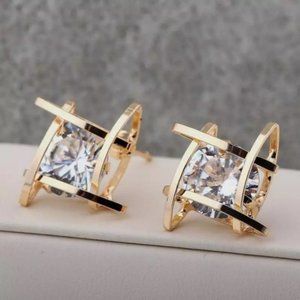 Gold tone CZ earrings